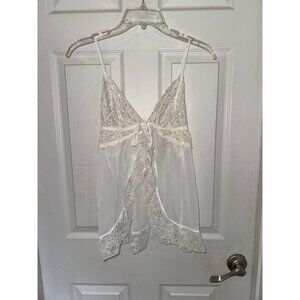 Victoria Secret White Sheer Lace Chemise Size Large